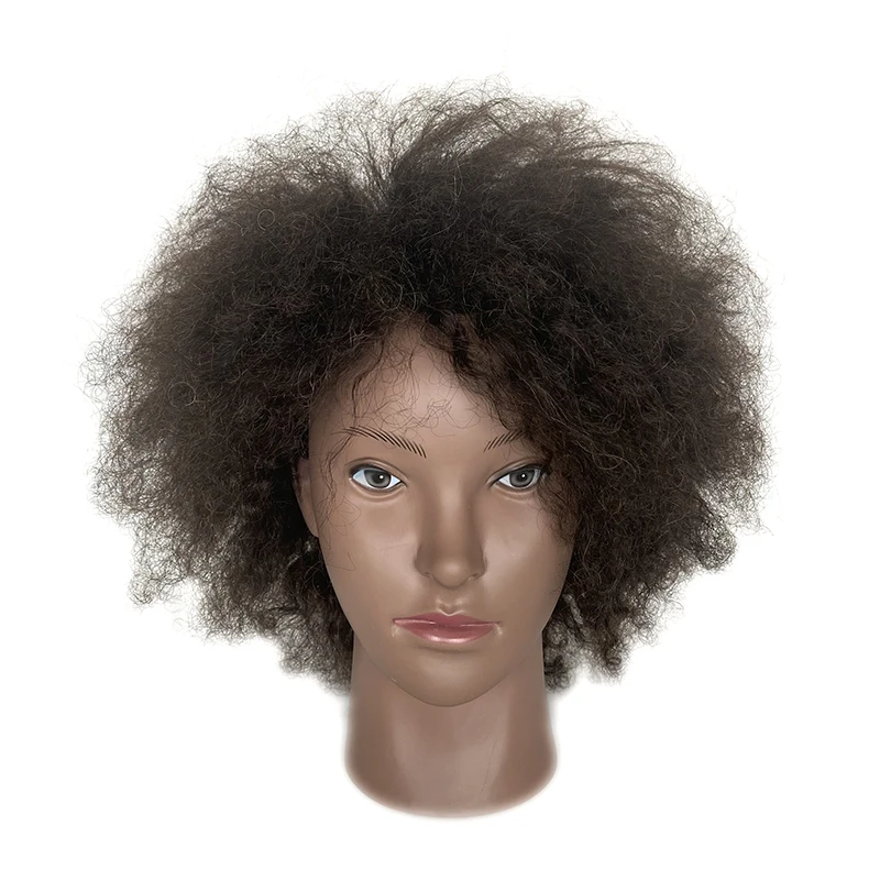 
100% Human Hair Black Africa Cosmetology Hairdresser Mannequins Training Head Dummy Practice With Hair  (60771086241)