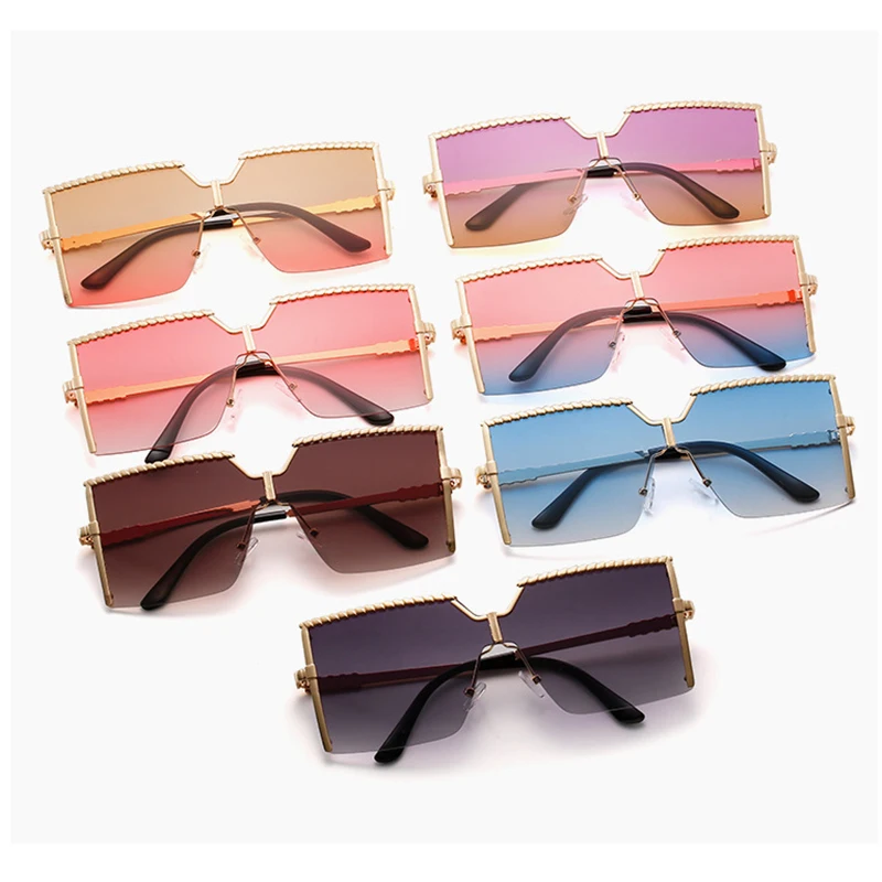 

high quality glases green sunglasses rimless women 2021 sun glasses river shades sunglasses with candy color lens, Custom color