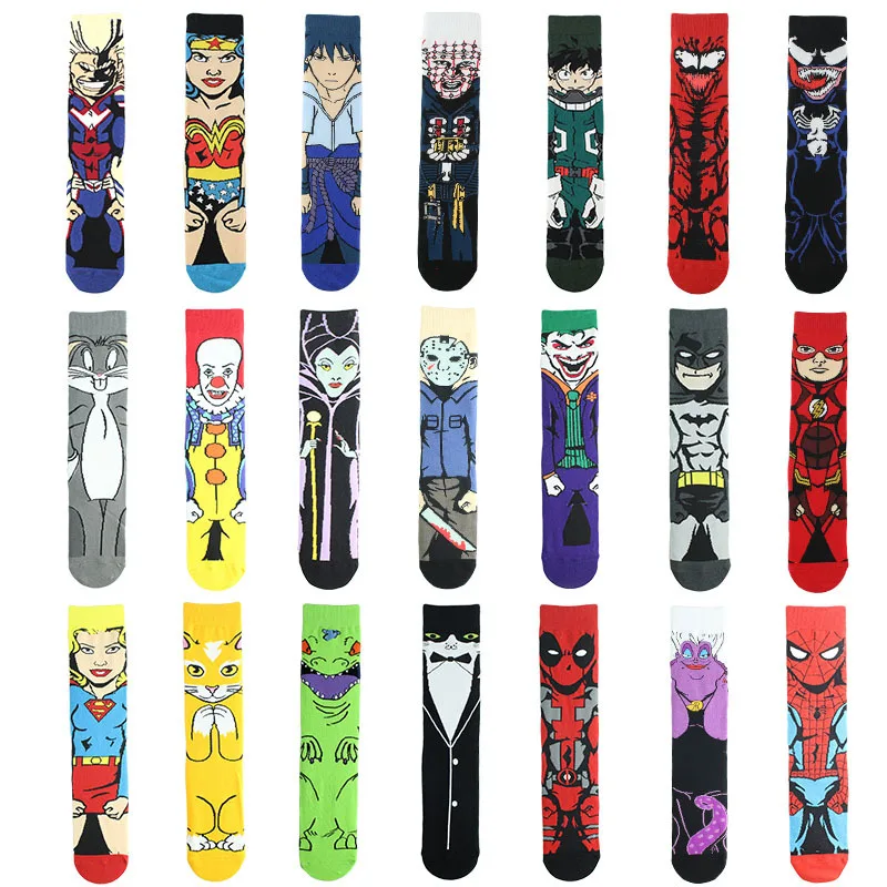 

Cotton cartoon socks men and women neutral straight Marvel anime fashion socks stockings marvel socks