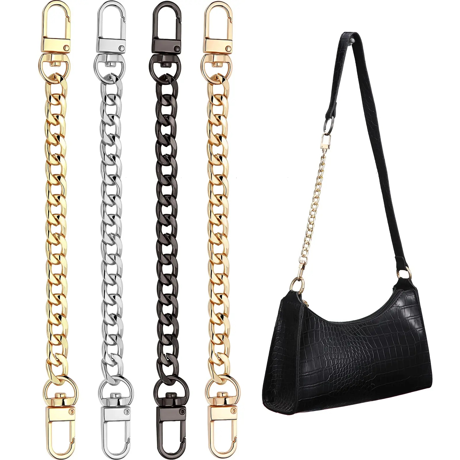

Fashionable exquisite metal bag accessories chain for leather handbag replaceable aluminum iron metal belt strap bag chain