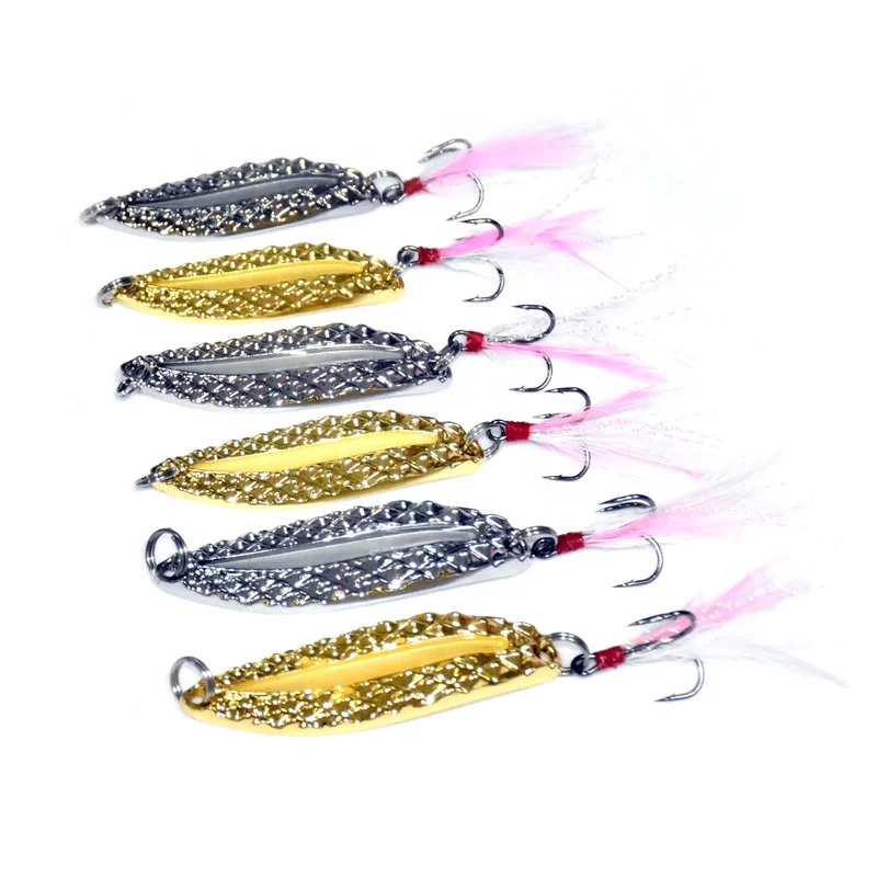 

15g trolling treble hook fishing bait blanks spoon lure metal