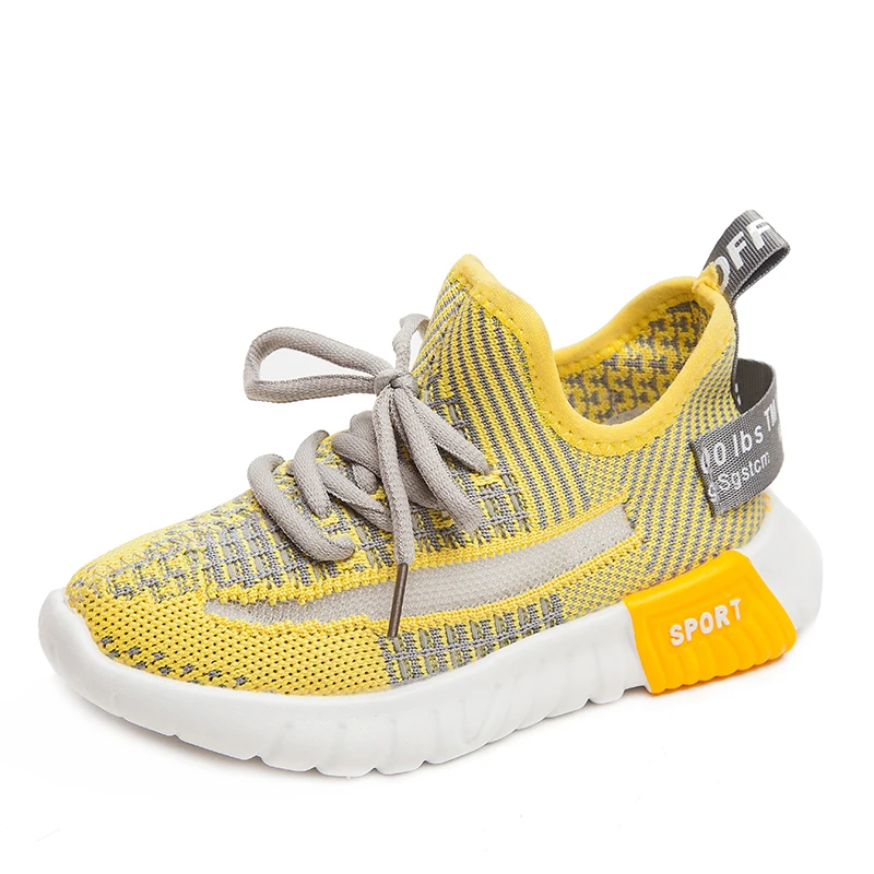 

Custom Sneaker Manufacturer Knitting Fabric Sport Shoes Boys Shoes Kids, Yellow,pink, black