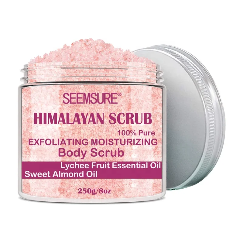 

100% Exfoliator natural moisturizer Natural Organic Private Label Skin Pink Body Himalayan Salt Scrub-exfoliantei corporal