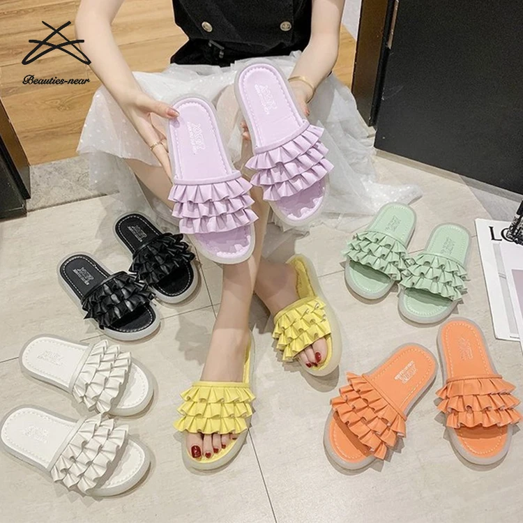 

Women candy color PU summer shoes sandles ladies sandals new design lady women's slipper flat slide sandal slippers