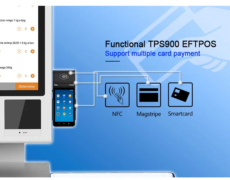 TPS700 touch 21.5 inch  screen  fast food ordering self service payment kiosk machine