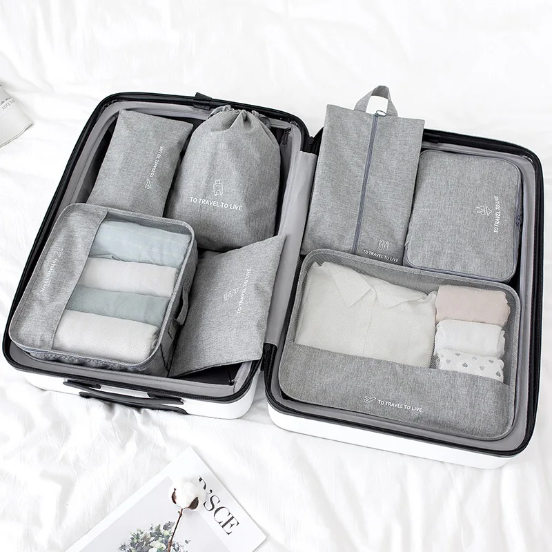 2019 Amazon Best Seller Mesh Travel Storage Bags Set Travel Luggage Set with 7 Packs