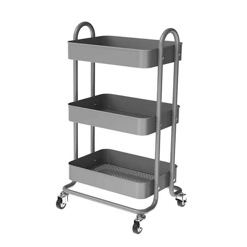

Multi-scenario Application 3-Tier Rolling Storage Rack Metal Utility Trolley Cart For Kitchen/Bathroom/Bedroom, Customized color