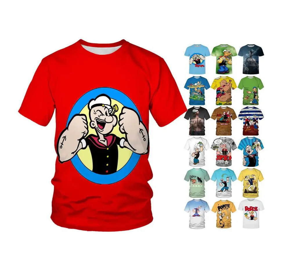 

Cr302 custom printing 3D digital printed sublimation 100% polyester kids shirts t- shirt popeye t shirt, Customized color