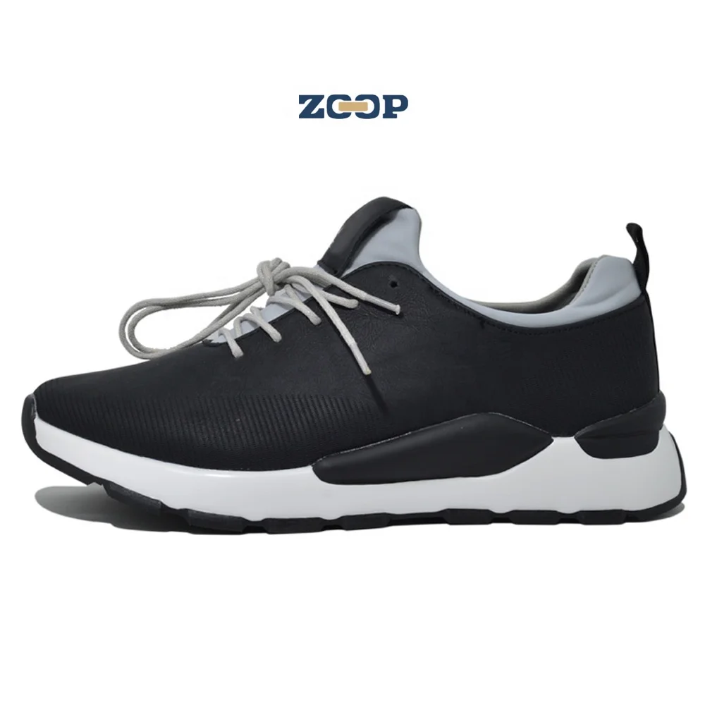 

Men casual sneakers pu upper breathable black sport shoes