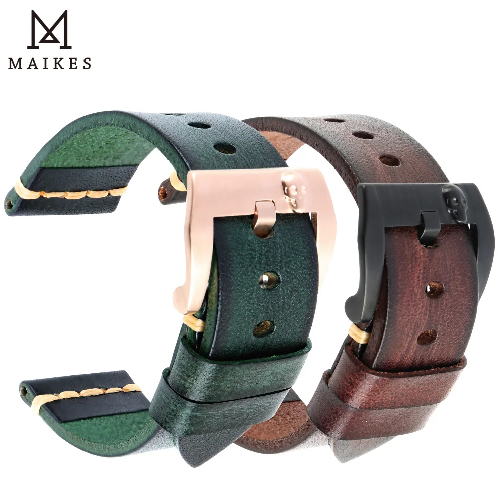 

Maikes Watch Accessories Genuine Leather Watchband 20mm 22mm For 18mm PUNK Watch Strap Bracelets Replacement