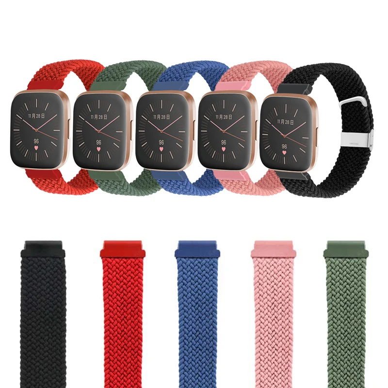 

Braided nylon watch straps for fitbit versa 2 strap woven watch accessories for fit bit versa lite band strap, 18 colors