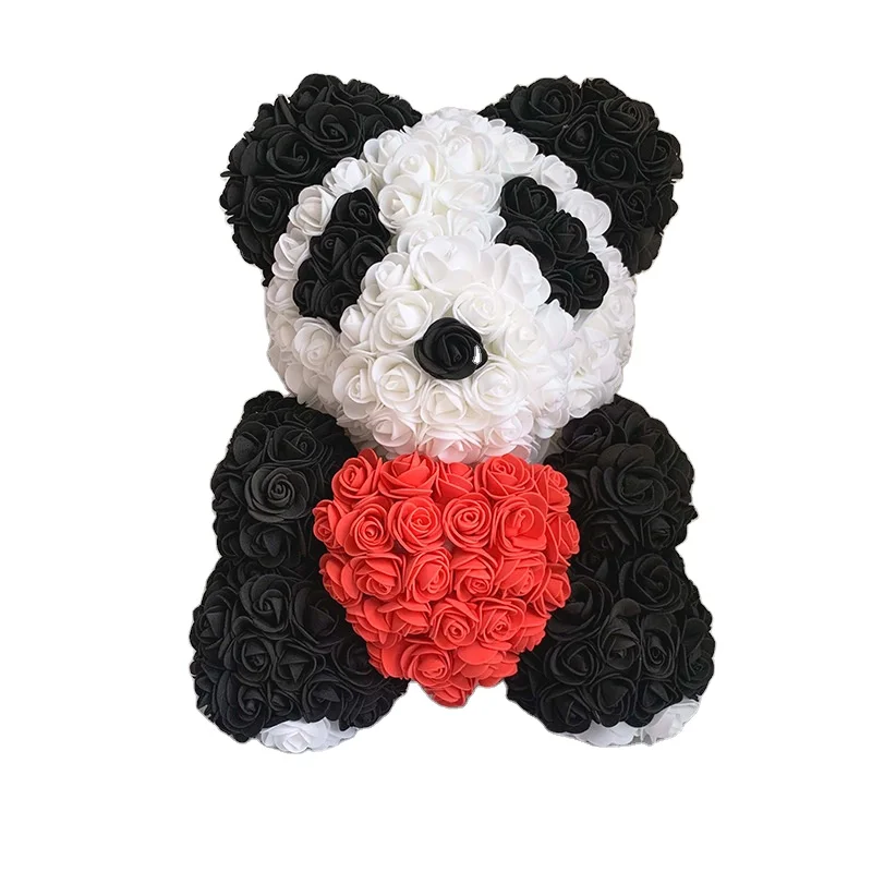 

2024 Valentine's Day 25cm Teddy Rose Bear With Box Artificial PE Flower Roses Bear Flower Head Artificial Rose Bear With Box