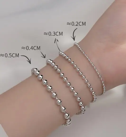 

BS4346 S925 Silver Japanese Cool Round Bead Bracelet Retro Simple Light Bead Doudou Korean Hand Decoration Bracelet