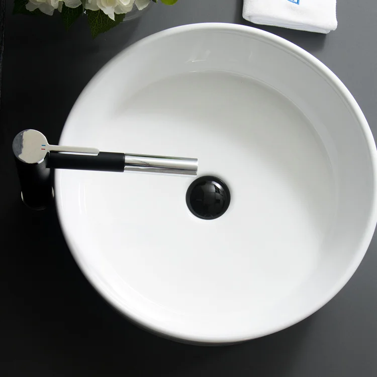 Modern Round Shape White Ceramic Cloakroom  Counter Sinks Bathroom Wash Basin