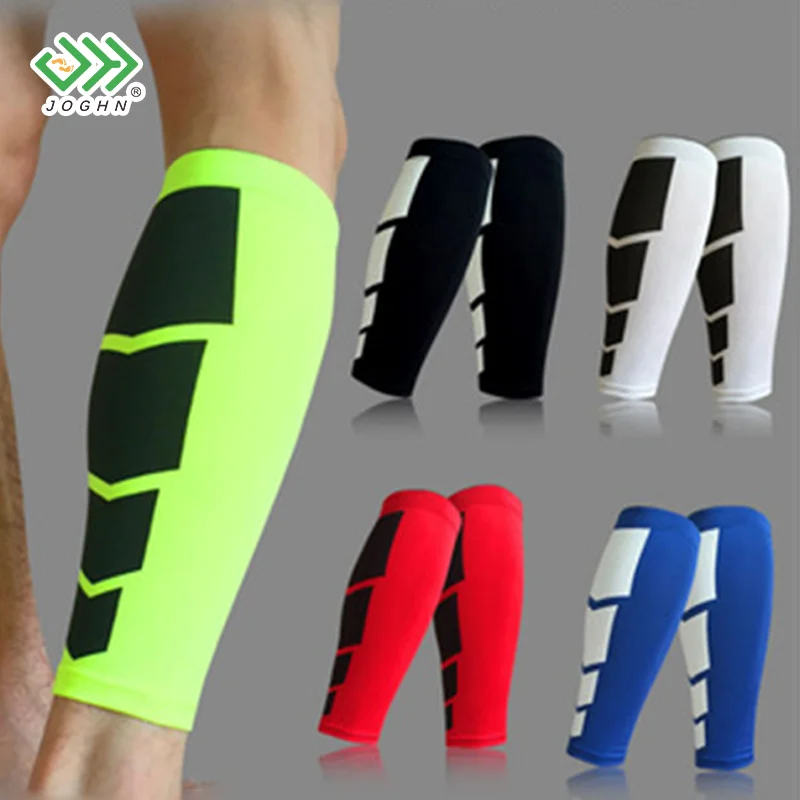 

Professional Sports Gradient Compression Soft Calf Protector Knee Pads with Elastic Compression, Black/fluorescent green/blue/red/white