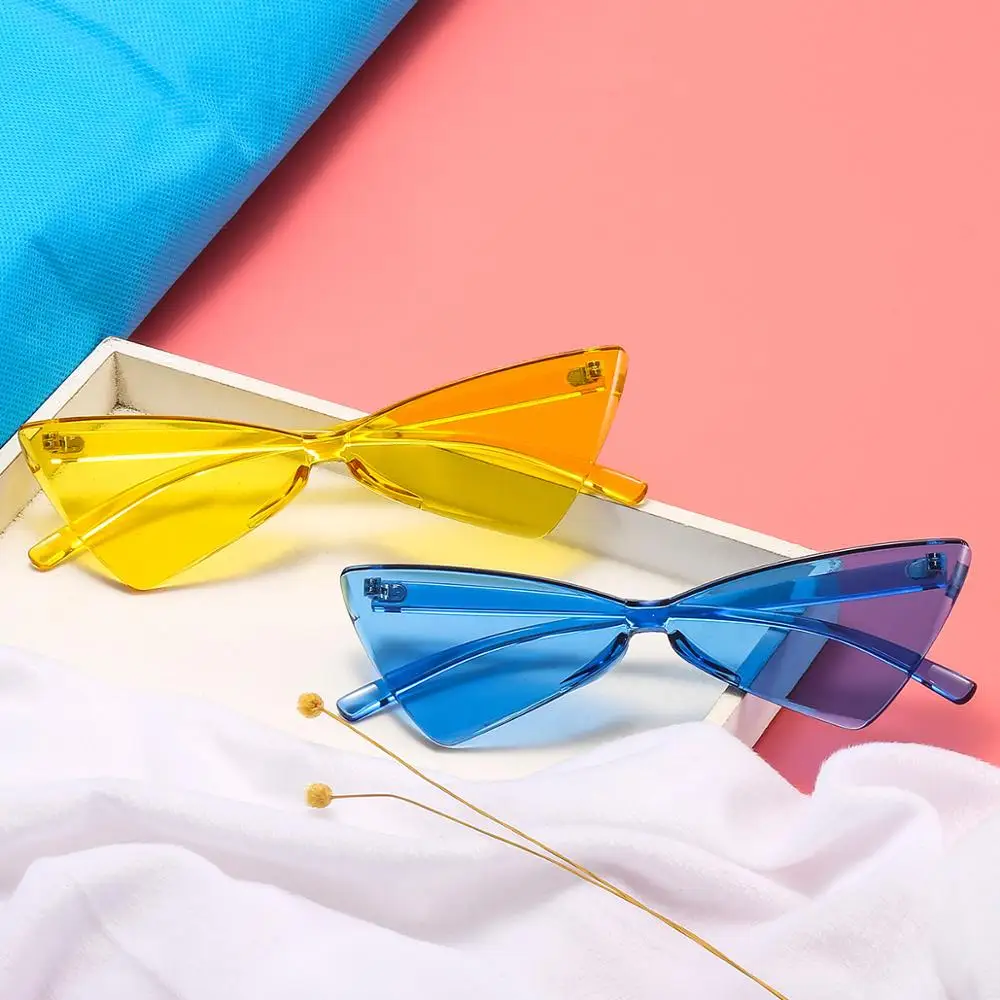 

SKYWAY One Piece Lens Jelly Color Triangle Sunglasses New Arrivals Fashion Transparent Candy Color Cateye Sun Glasses