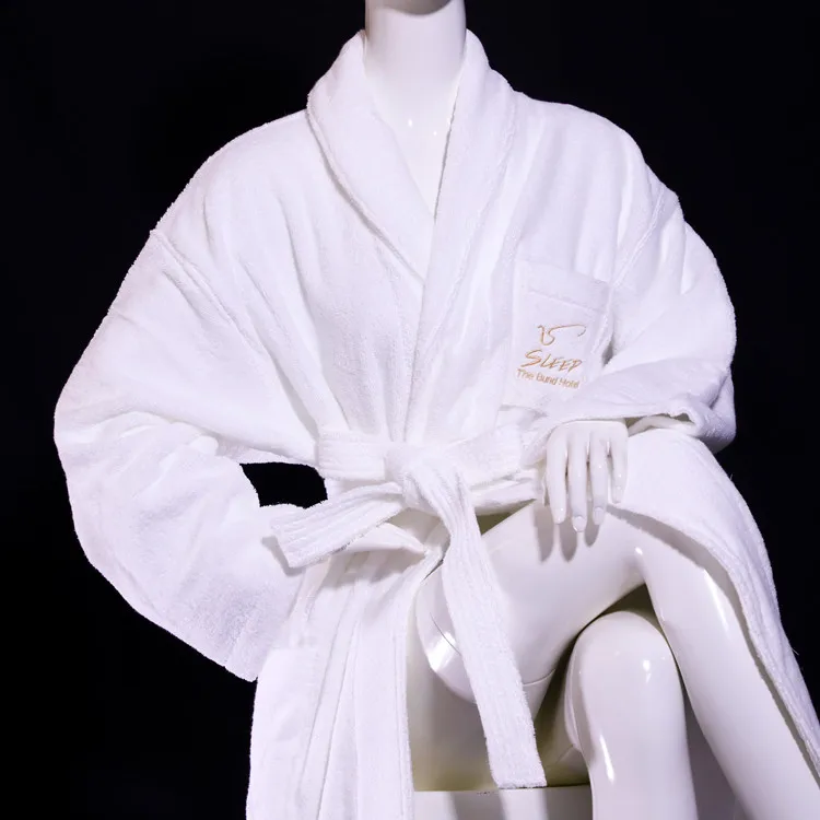 Unisex 100% Cotton Hotel SPA Cut pile cotton bathrobe details