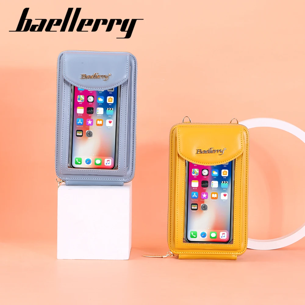 

BAELLERRY transparent touch screen mobile phone bag Candy color women wallet for daily Large-capacity zipper shoulder bag, 8 colors or customize color