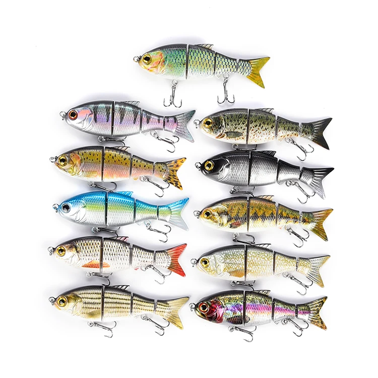 

LVDE Attractive  27g Holographic Painting Jointed Baby Bull Shad Fish Lures, Jointed Sea Bass Fishing Lures, 15 color available