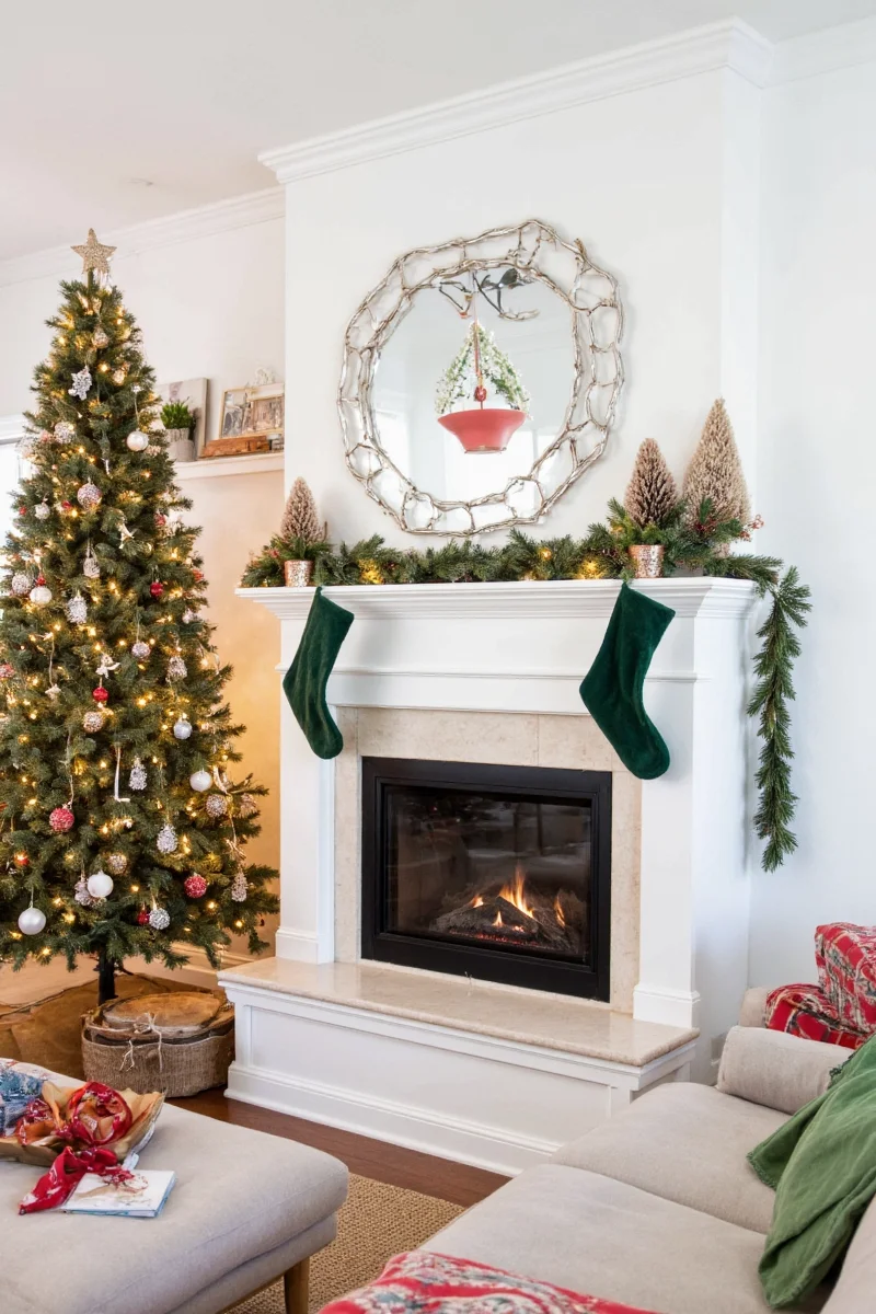 Battery-powered LED light display in child-safe living room
