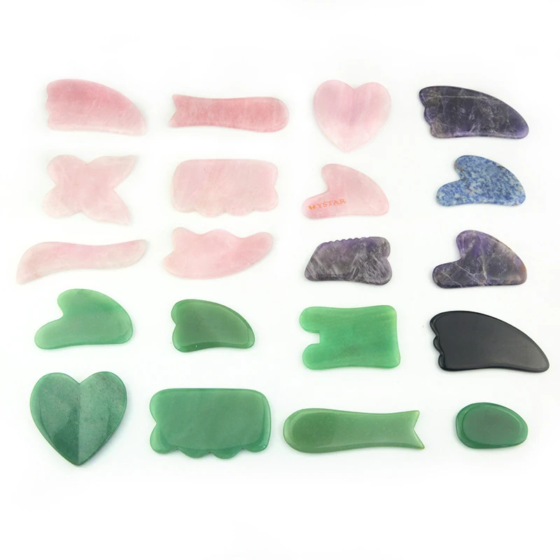 

Wholesale Natural Jade Roller Stone Scraping Rose Quartz Amethyst Green Gua Sha Tools For Face Care, Pink,green,purple,white,customize