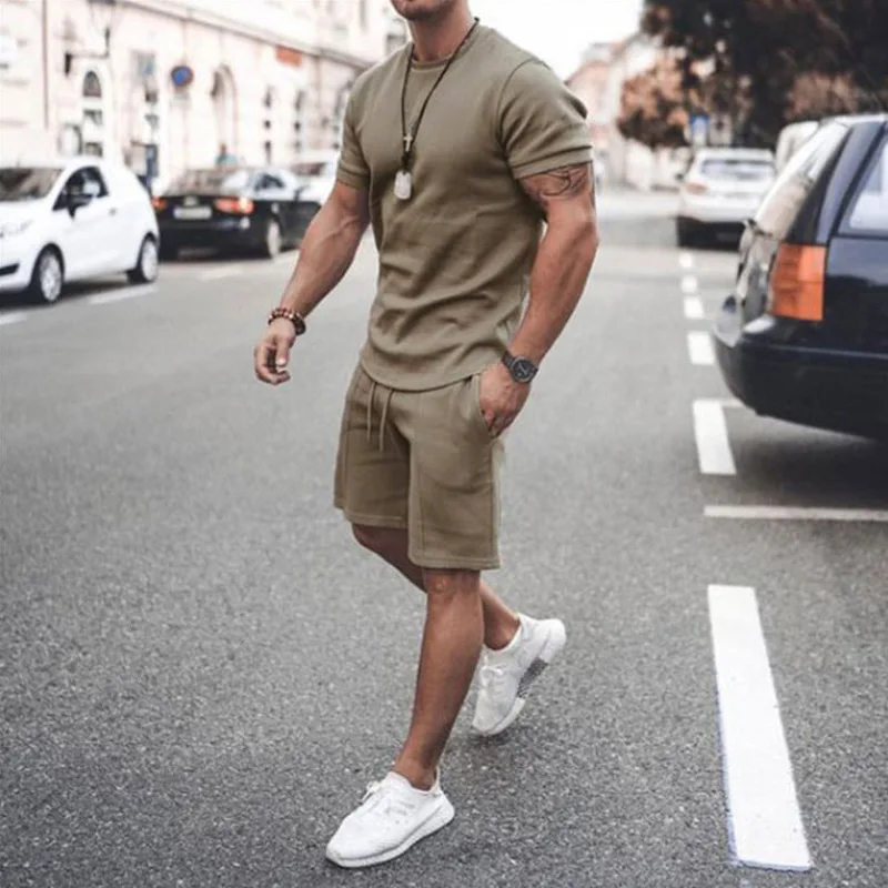 

MS004 Men Clothing 2021 Jogging Suits Wholesale Gym Male Custom Logo Summer 2 Piece Mens Shorts Tracksuit, Customized colors