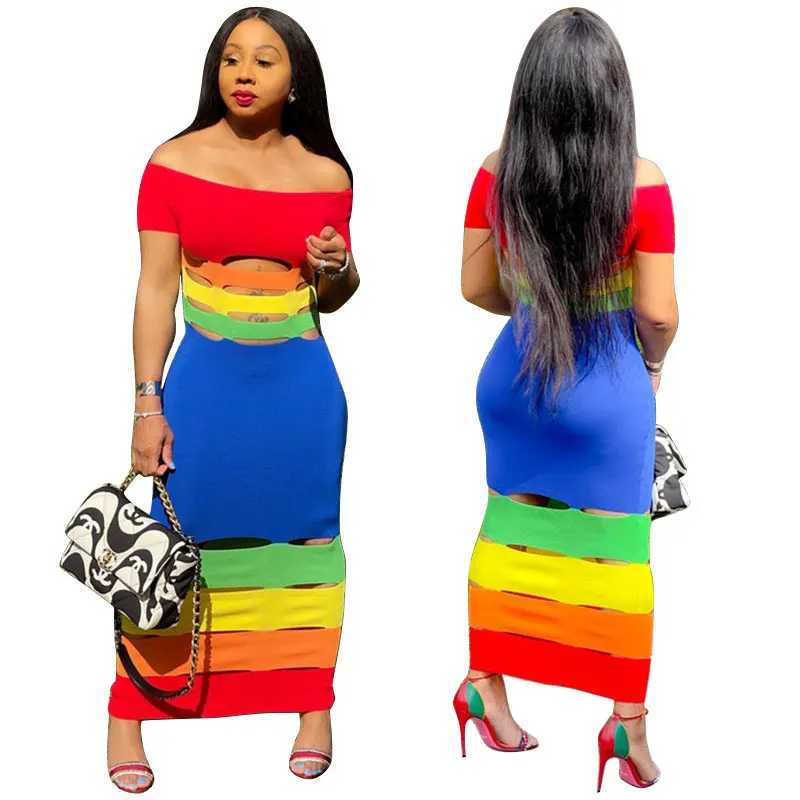 

10225-SW12 midi striped contrast color casual dresses women sehe fashion, Picture colors
