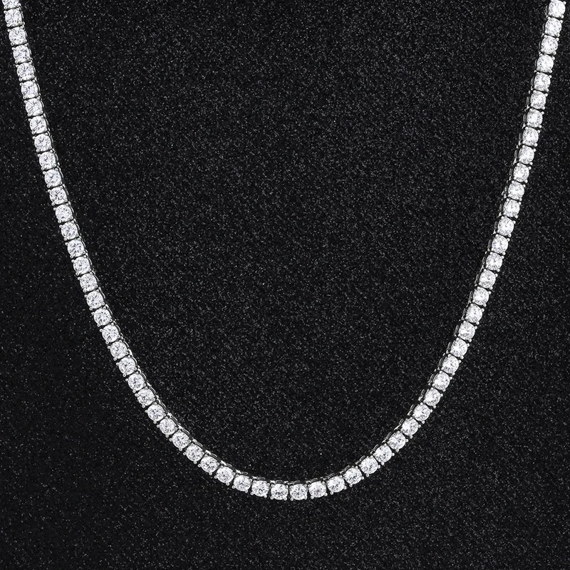 

KRKC 3-5mm White Gold Plated CZ Diamond Tennis Necklace Set Jewelry Tennis Chain for women