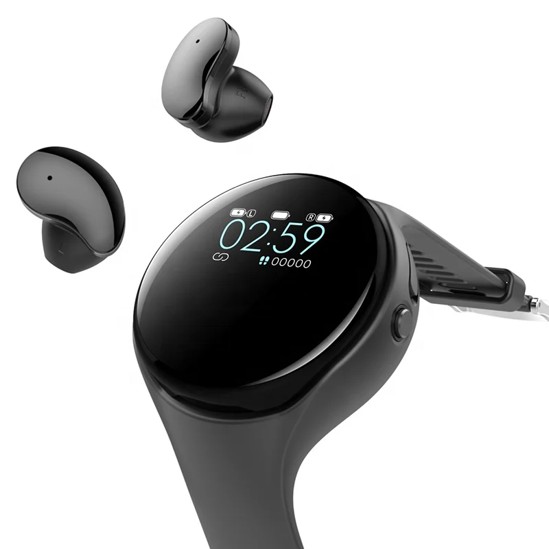 

latest mini 2 in 1 waterproof earphone headphone headset tws true wireless smartwatch smart watch with earbuds