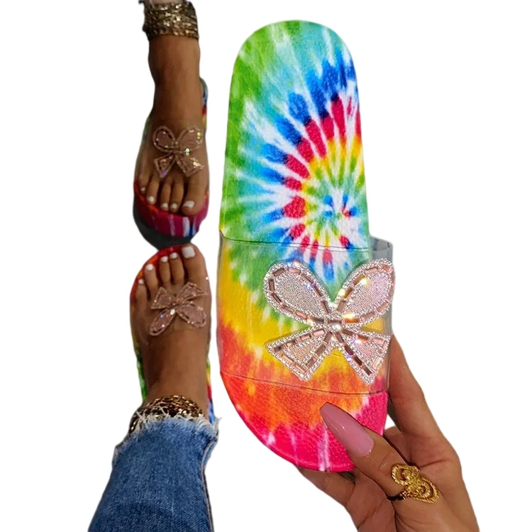 

9cm 3.5 inch Height Outdoor Fashion Shoes Woman Cratal Rhinestone Colorful Slippers Ladies Summer Sandals Women Sandal Heels