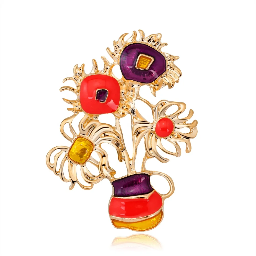 

Beautiful and Fashionable Sunflower Flower Drip Brooch, Picture shows