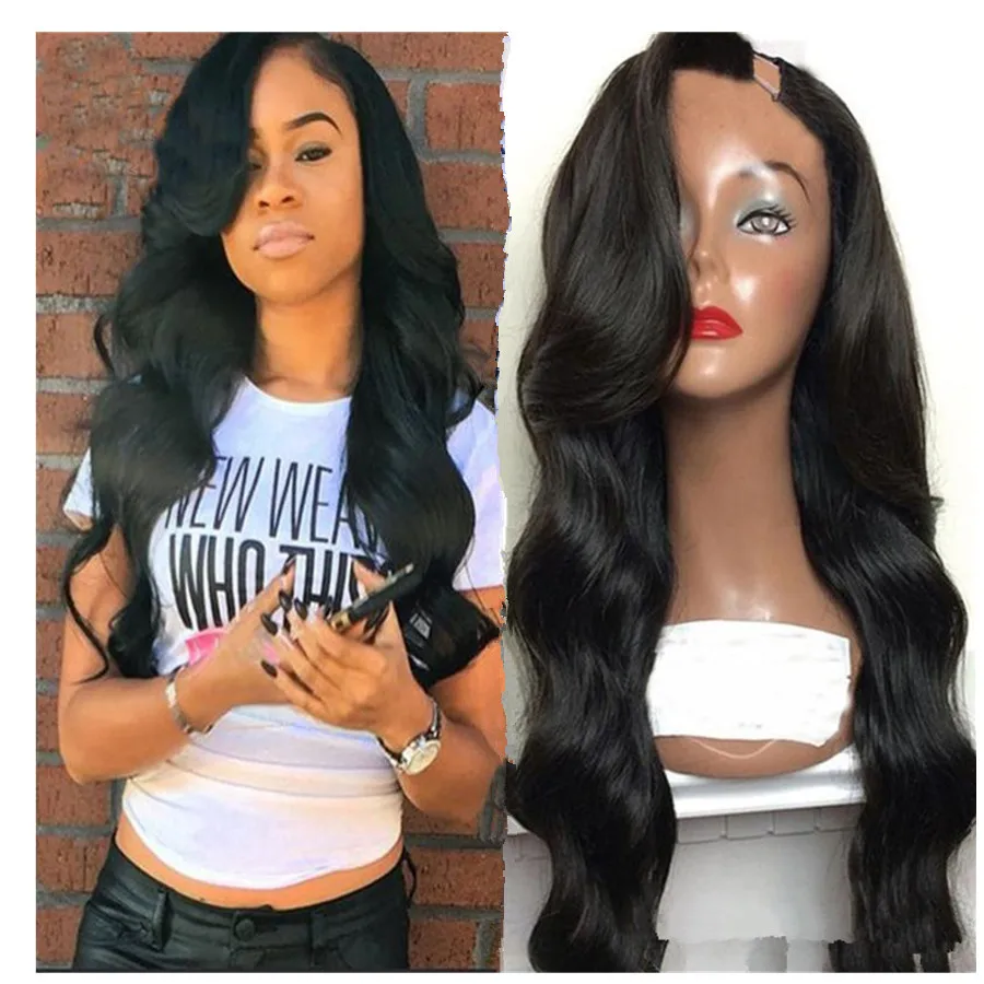 

Body wave long wigs human hair for black women Glueless loose wavy human hair u part wigs