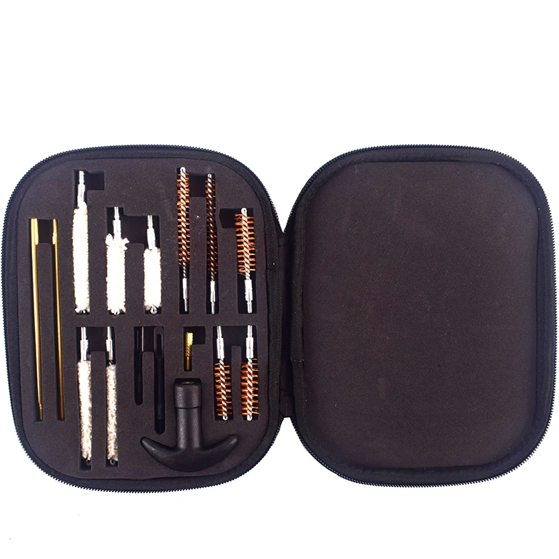 

Hot Selling 16Pcs Rifle Cleaning Kit Gun Barrel Brush Cleaning Tool Set .22 .357 .38 .45 accessory for 9mm Gun Cleaning Set, Black