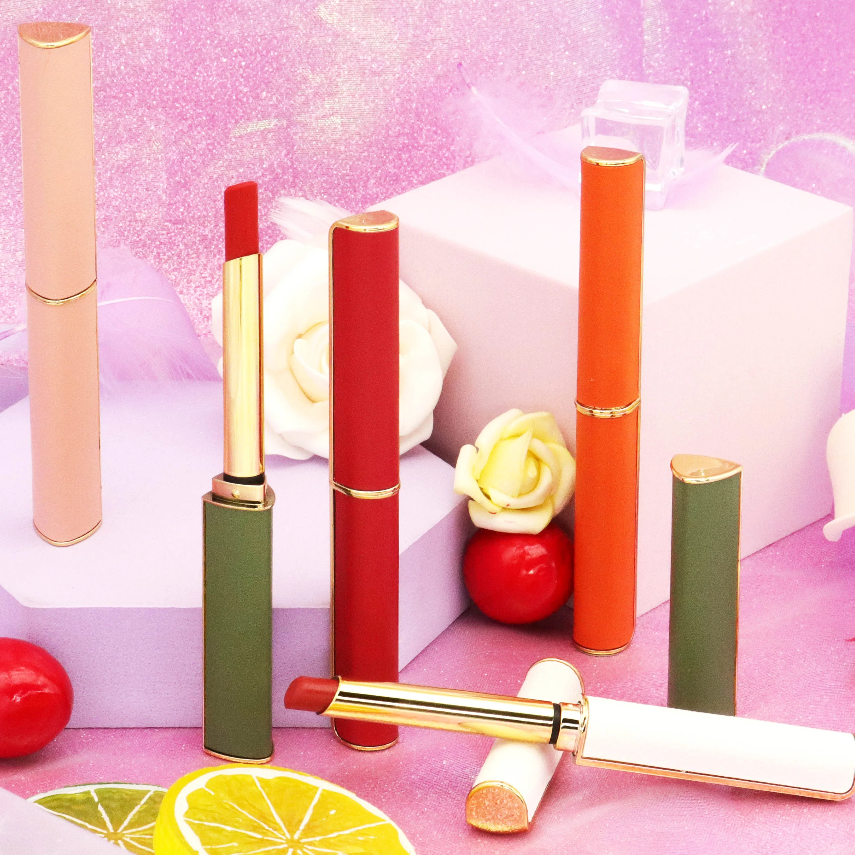 

Private Label Cosmetics Makeup Matte Slim Tube Lipstick Long Lasting