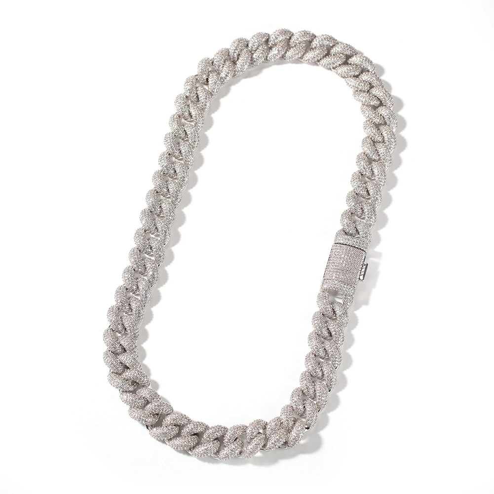 

Iced Moissanite Hiphop Jewelry Cuban Link Chain Necklace