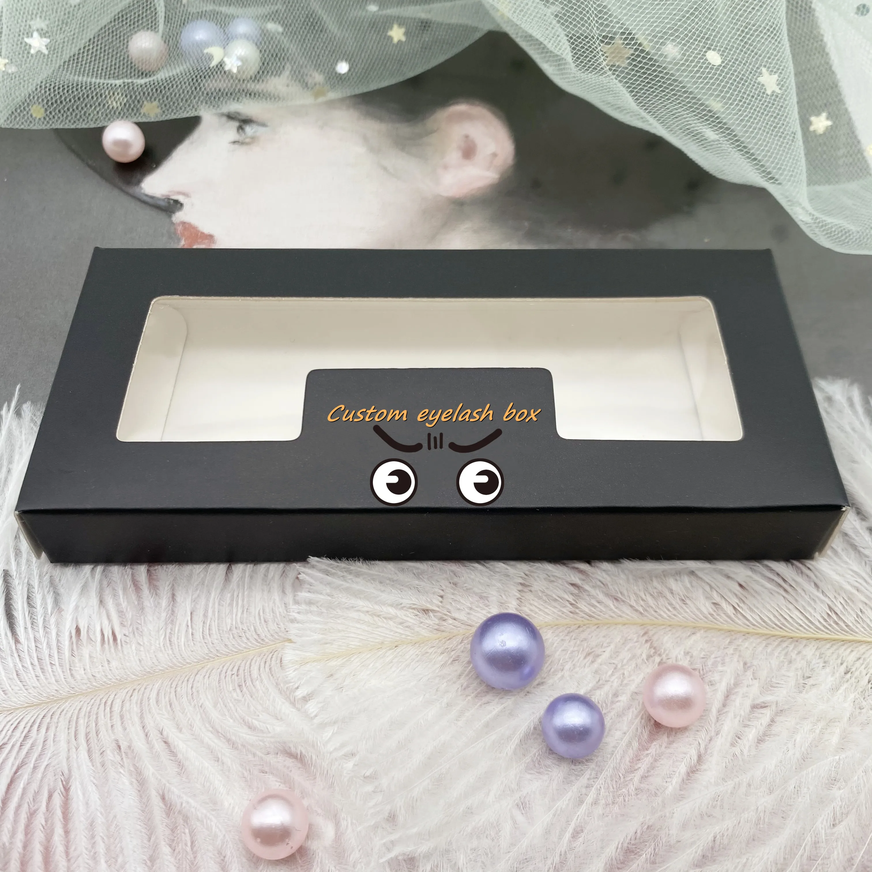 

vendors paper logo black false eyelash packaging box
