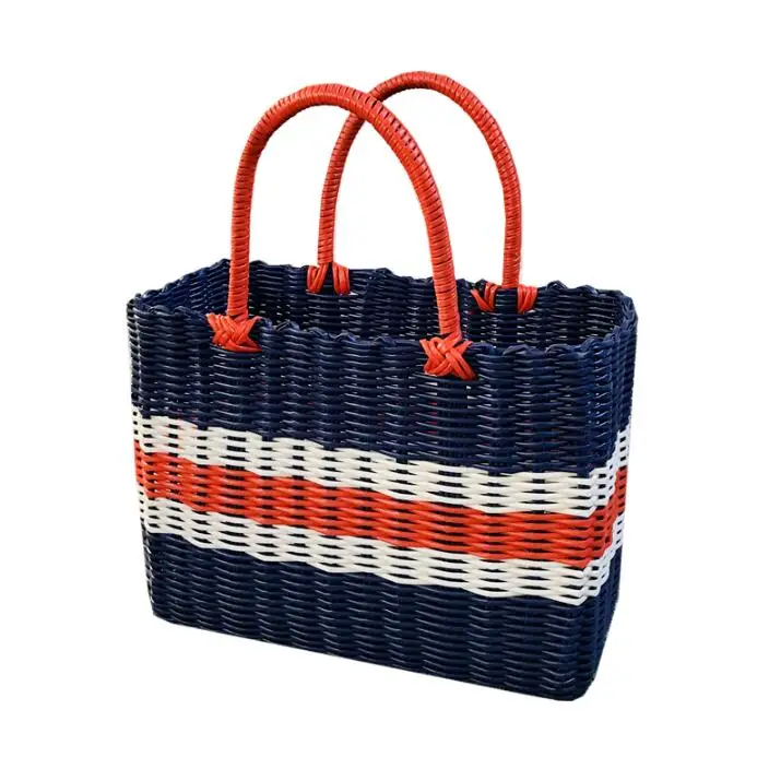 

New Fashion Women Summer Rattan basket Handmade Woven Beach Handbag For bags women handbags