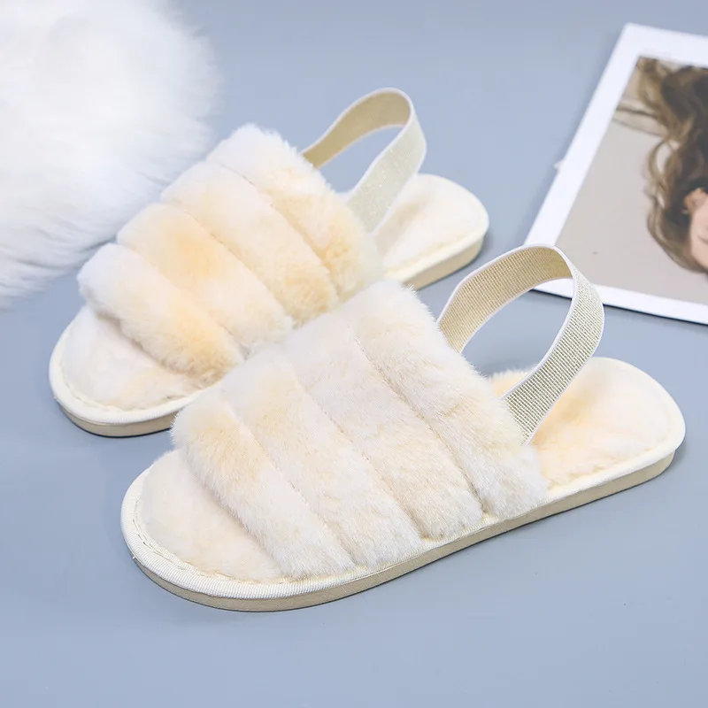 

PDEP Hot sale wholesale Indoor Soft Fluffy Faux Fur Home Slides Indoor Furry Fur Slippers For Women, Black,beige,pink,brown,grey