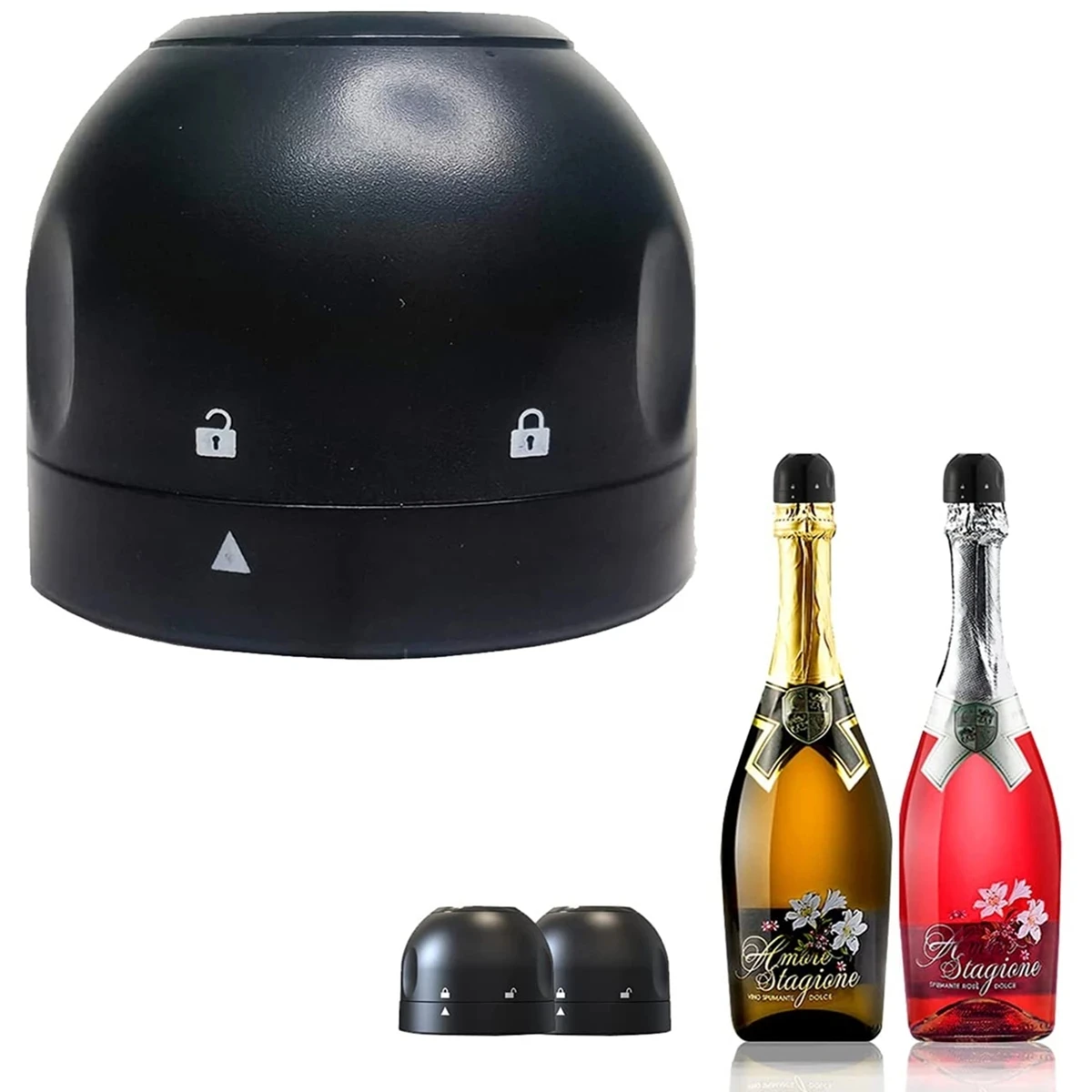 

A1205 1pc ABS Sealed Champagne Bottle Stopper Vacuum Red Wine Bottle Cap Stopper Bar Tools Leak-proof Retain Freshness Wine Plug, Black