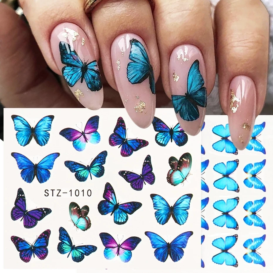 

Laser Butterfly New Stickers for Nail Art Decoration High Quality Private Label Colorful Nail Sticker, As shown