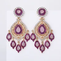 

Gorgeous Large Tassel Drop earrings Full Pave Cubic Zirconia CZ Earrings for Women Wedding Jewellery