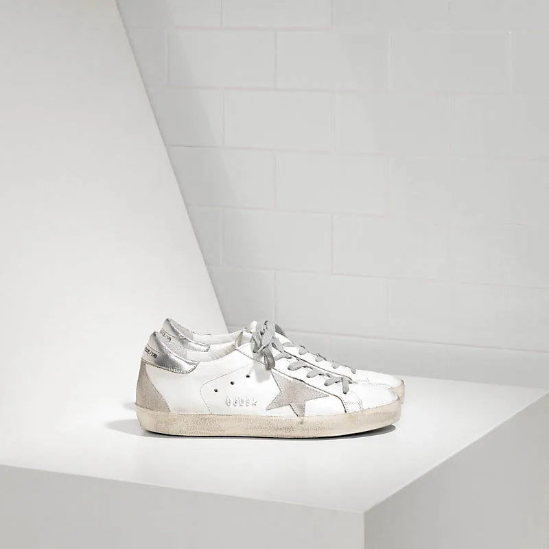 

Goldens SNEAKERS SUPER STAR IN PELLE E STELLA IN CAMOSCIO white silver metal gooses Shoes, 20colors