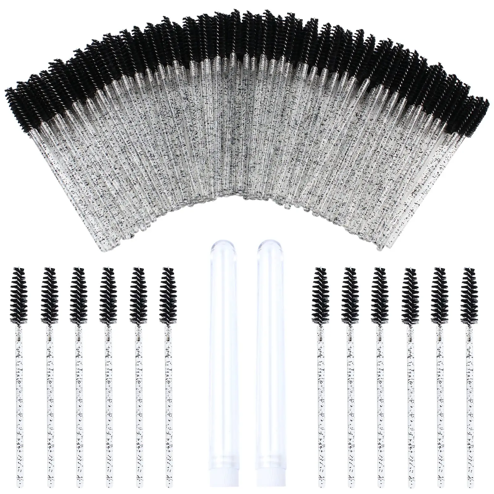

100pcs Wands Crystal Eyelash Brushes Mini Lash Extension Supplies Lashes Extension Tools Disposable Skinny Mascara Brush