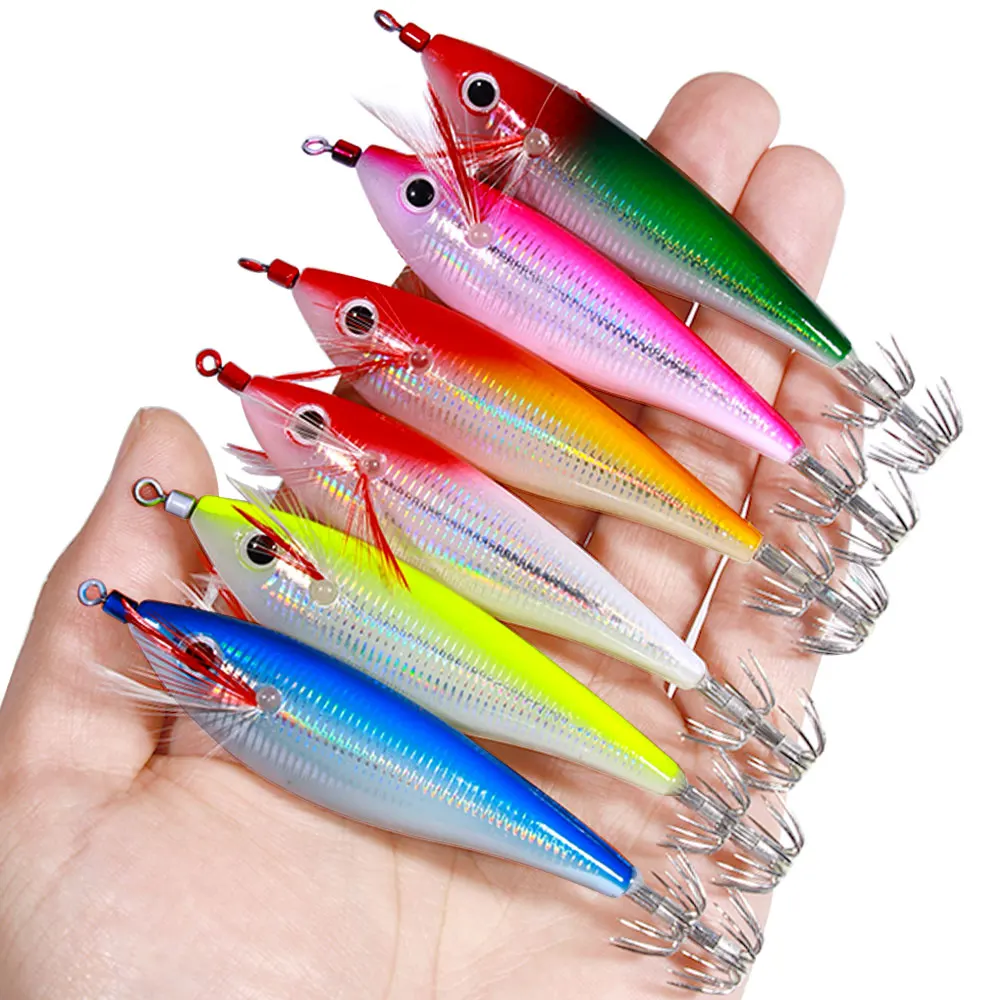 Wholesale SJ043 10cm 10g Saltwater Luminous Shrimp Baits Squid Jig Fishing Lures