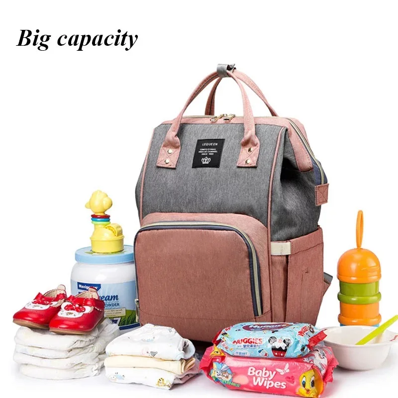 Bolso Maternal Backpack Bags Tote For Mother Mommy Canvas 2021 Lequeen Mom Mummy Baby Diaper Bag Bolsa Maternidade, Customized color