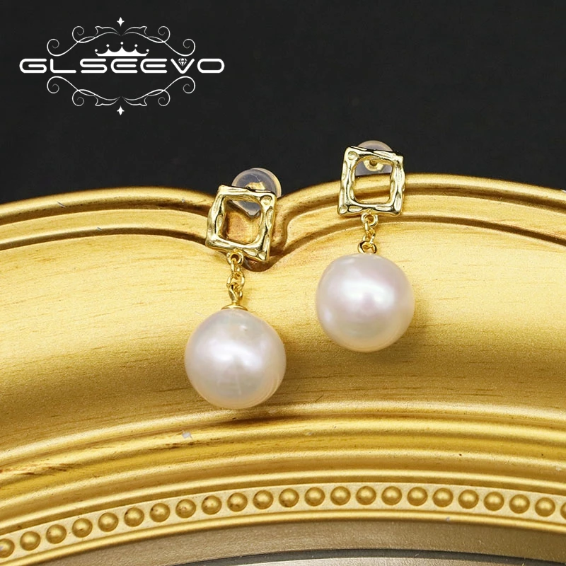 

Jewelry 925 Sterling Silver Earrings Fashionable and Beautiful Natural Pearl Pendant Earrings Irregular Geometry
