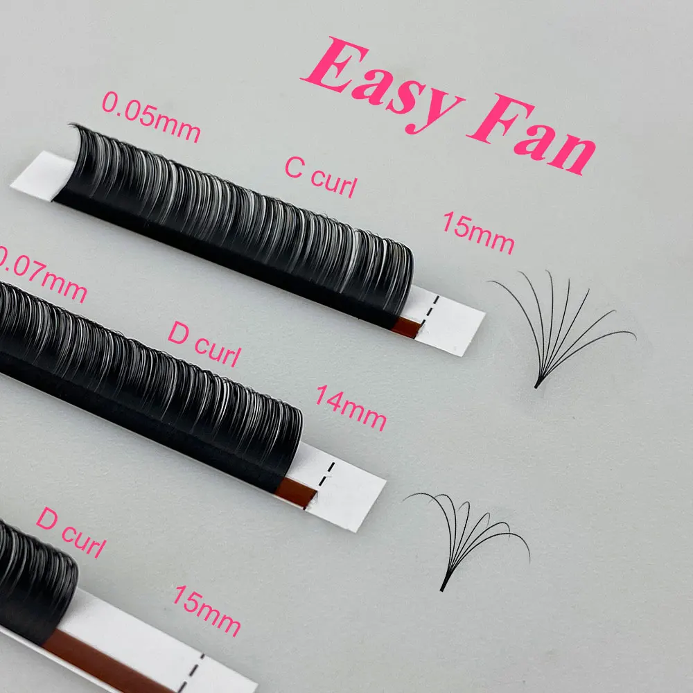 

0.05 0.07mm easy fan eyelash extensions easy fan lash trays 0.03 mega volume eyelash extension 8-25mm cashmere easy fan lashes
