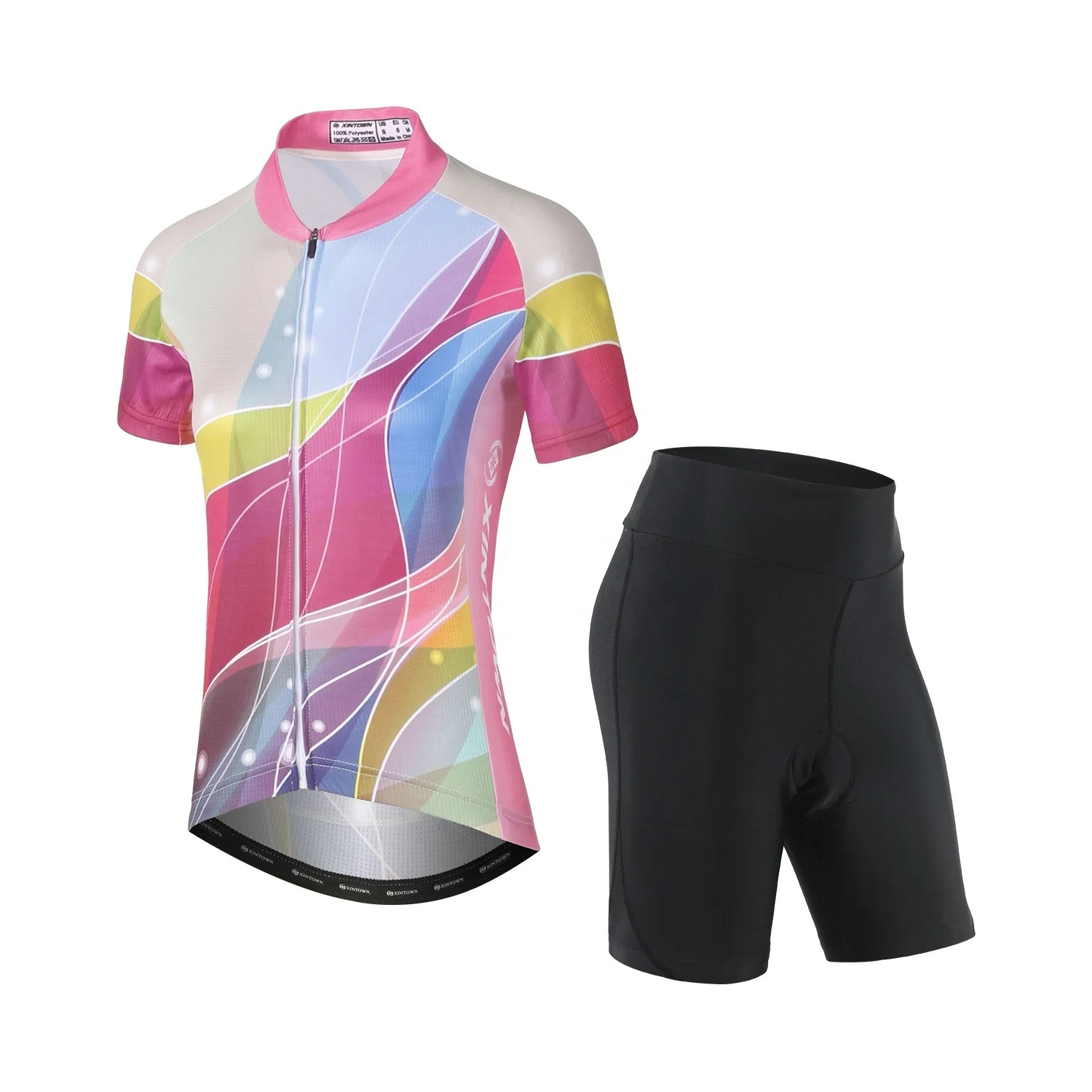 

Wholesale high elasticity E-Bike jerseys women printing cycling wear shorts sleeve bike suit