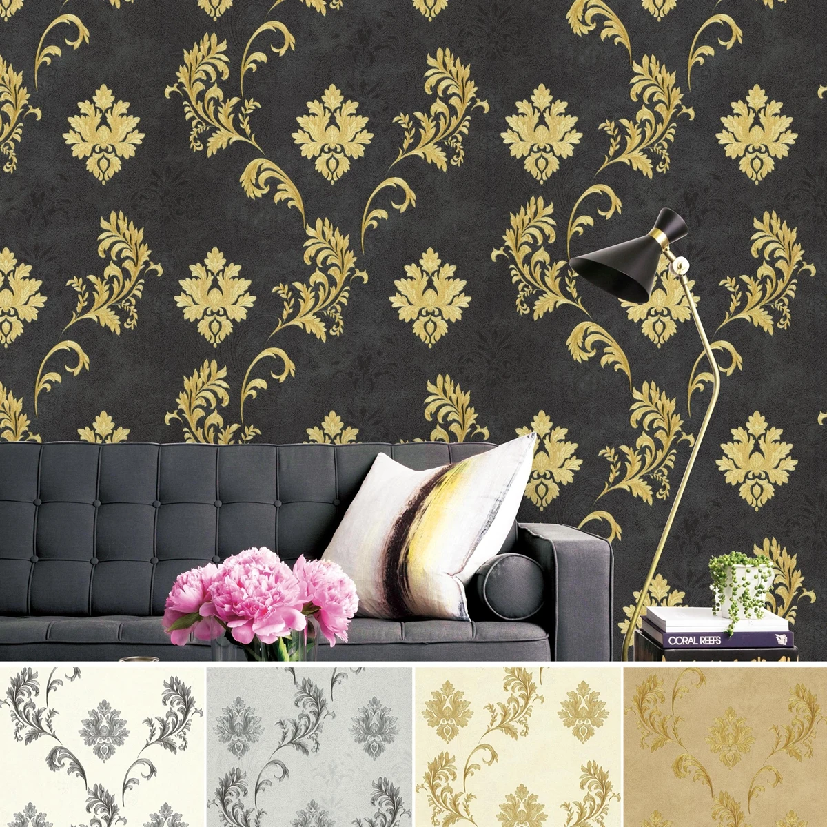 Wallpapers Wall Coating Wallpaper Manufacturer Vinyl Pvc Floral Design 