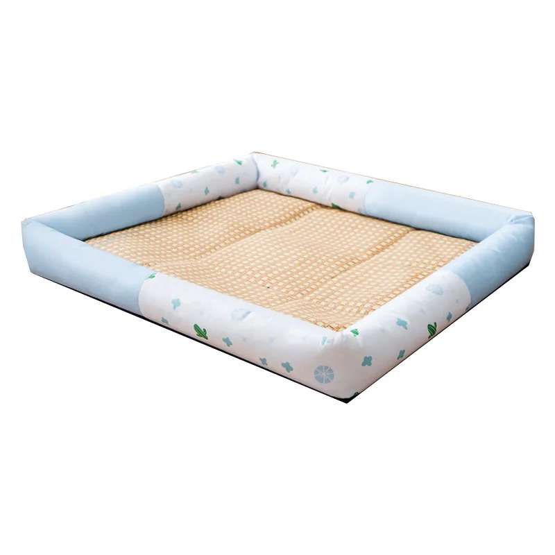 

Amazon Hot Sale Summer Print Soft Cute Breathable Pet Cat Dog Ice Silk Bed Pet Cooling Mat Pad
